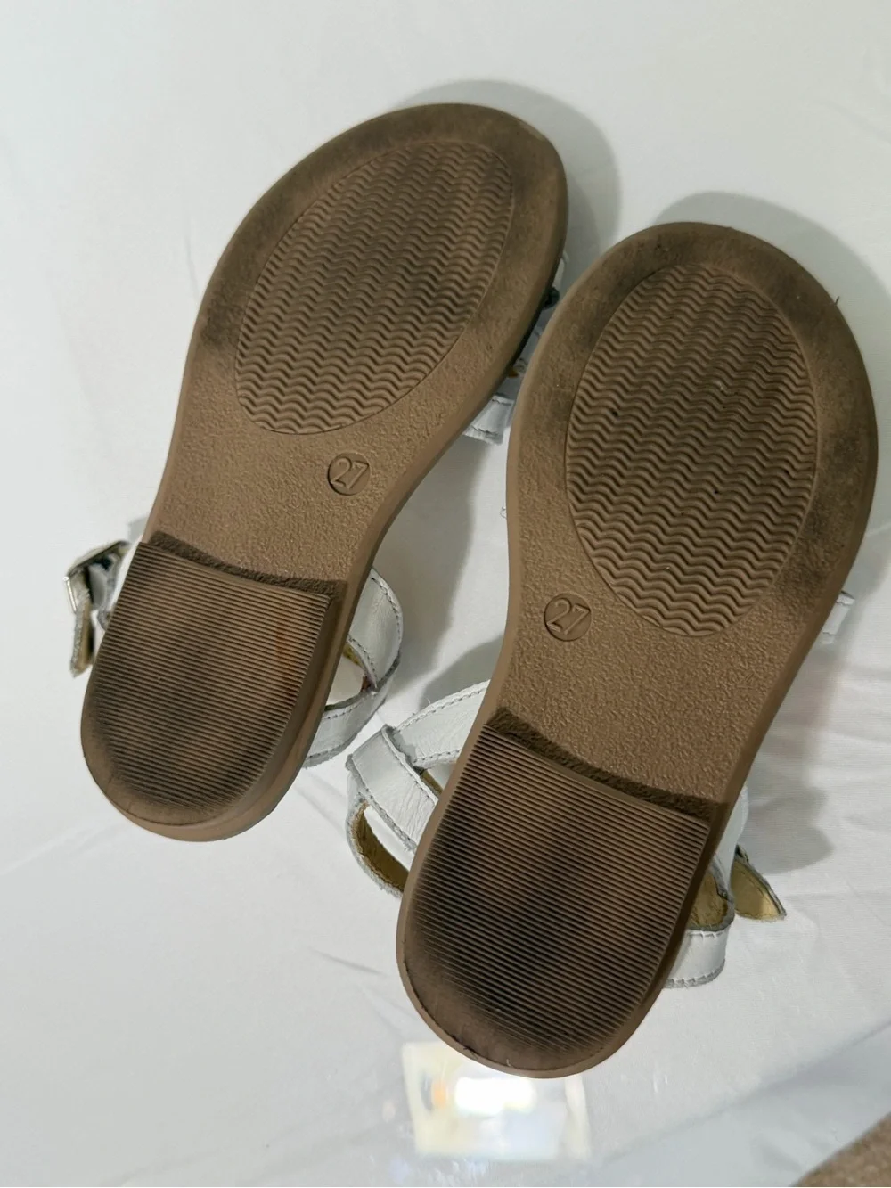 La Coqueta Sienna White Nappa Leather Sandals Girls Size 27 EU / US 10